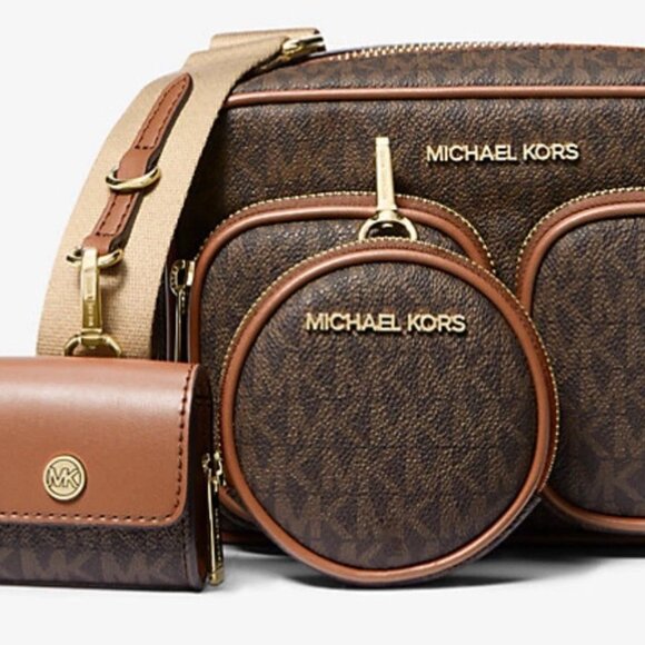 Michael Kors NEW $498 Jet Set Monogram Crossbody w/ 2 attachments - Picture 2 of 10
